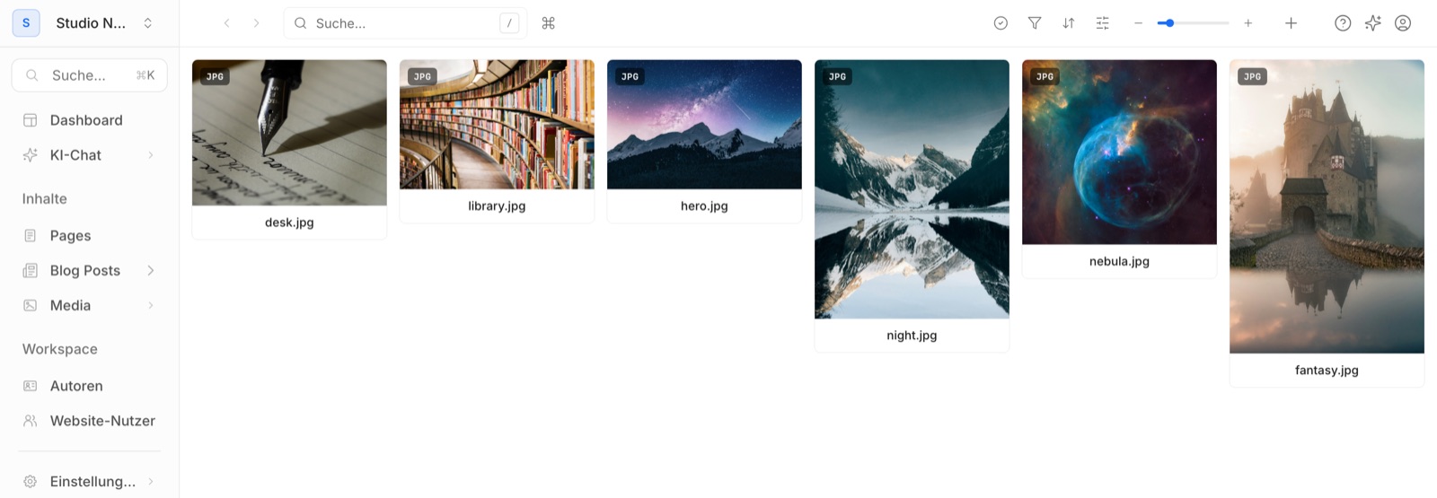 Die Mediathek von Nevo CMS